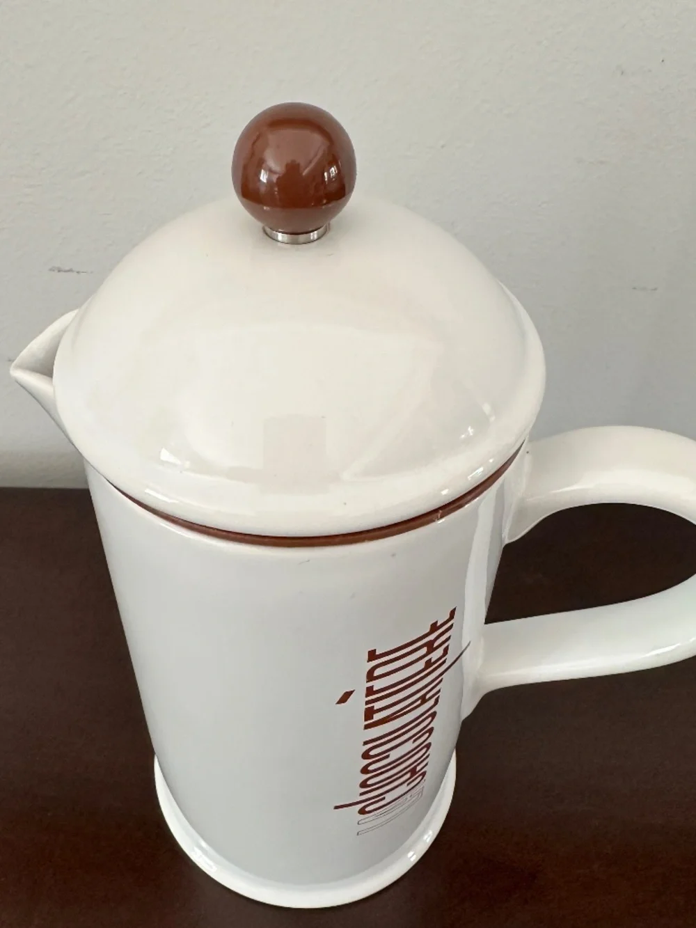 Crate & Barrel La Chocolatiere Stoneware Hot Chocolate Pot French Press Coffee